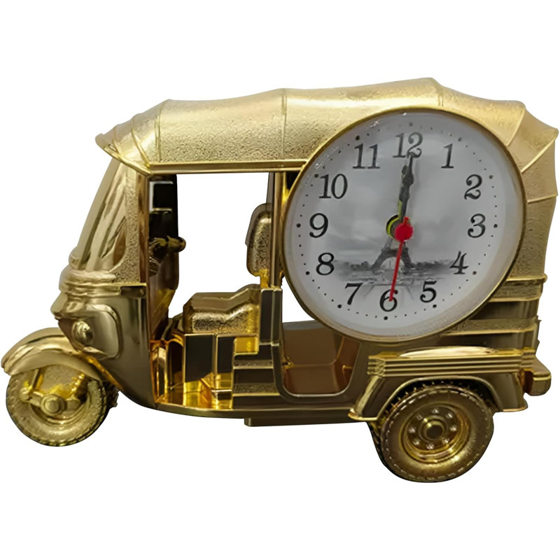 Roman Numeral Quartz Movement / Crystal Alarm Tabletop Clock, Gold