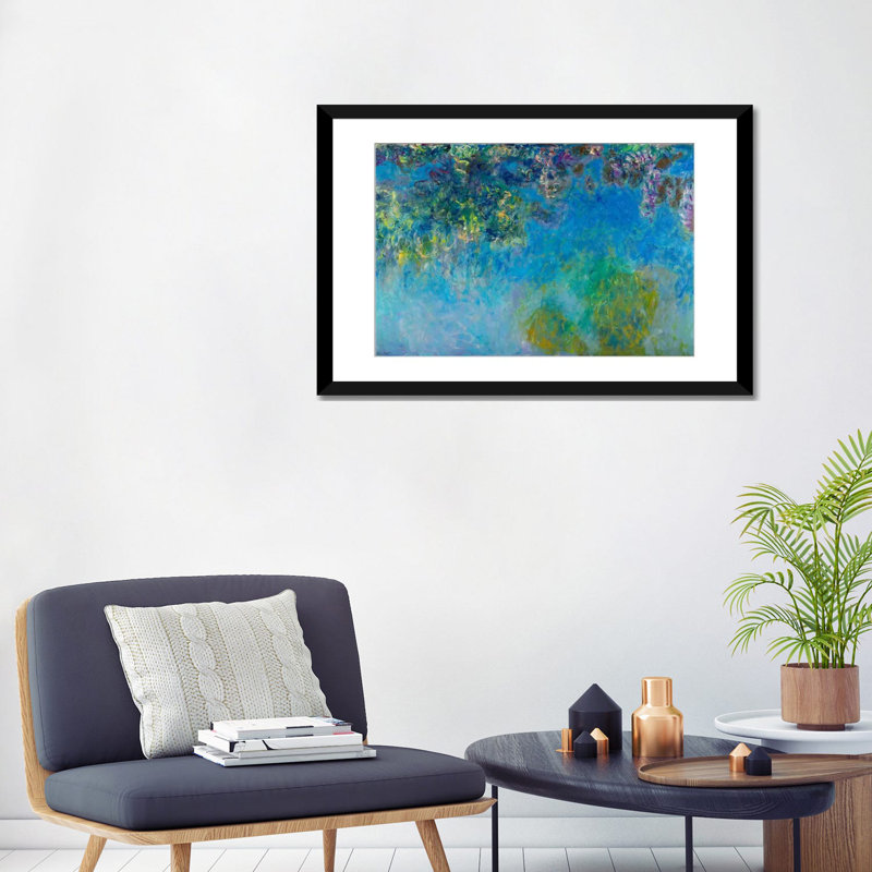 «Wisteria», reproduction sur toile, H 16 po x l 24 po x P 1 po, Papier avec cadre noir, Blanc