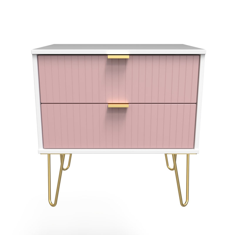 Beranda 58 cm W Bedside Table, Kobe Pink/White