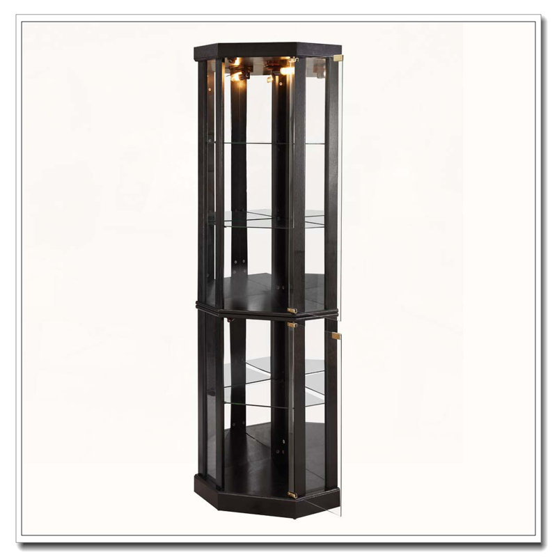 Lighted Corner Curio Cabinet, 70" H x 17" W x 17" D
