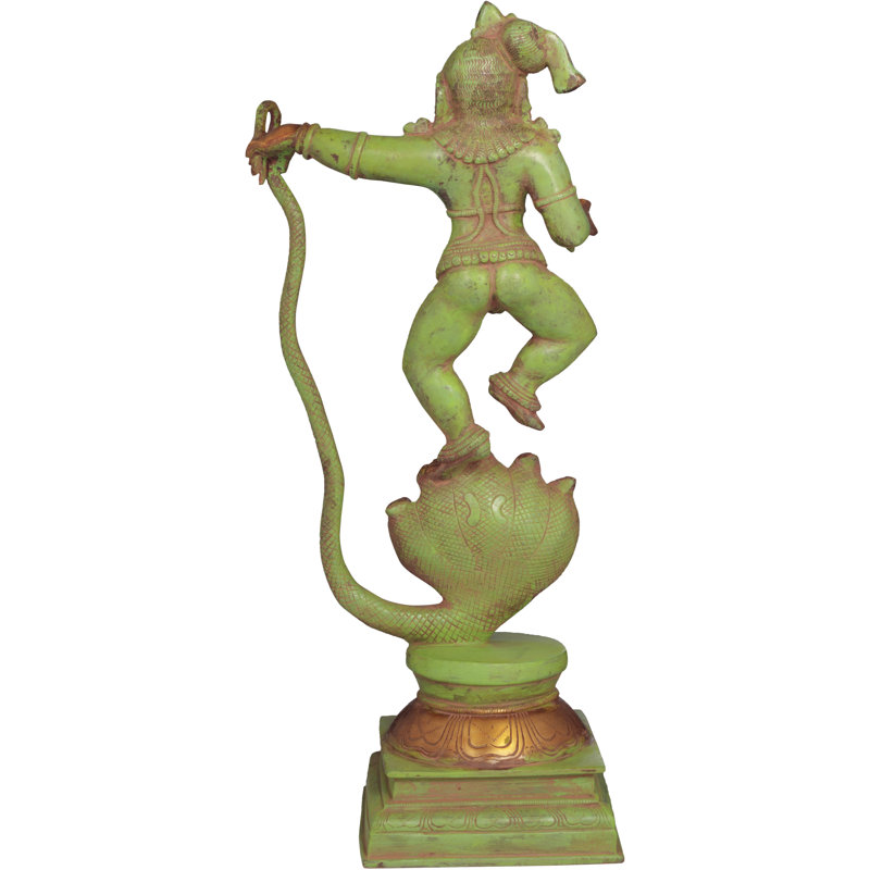 Lord Krishna Fugurine, Vert / bronze