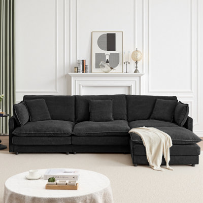 L-shaped Sectional Sofa Couches With Ottoman Oversized 4 Seater Couch For Living Room by Latitude Run