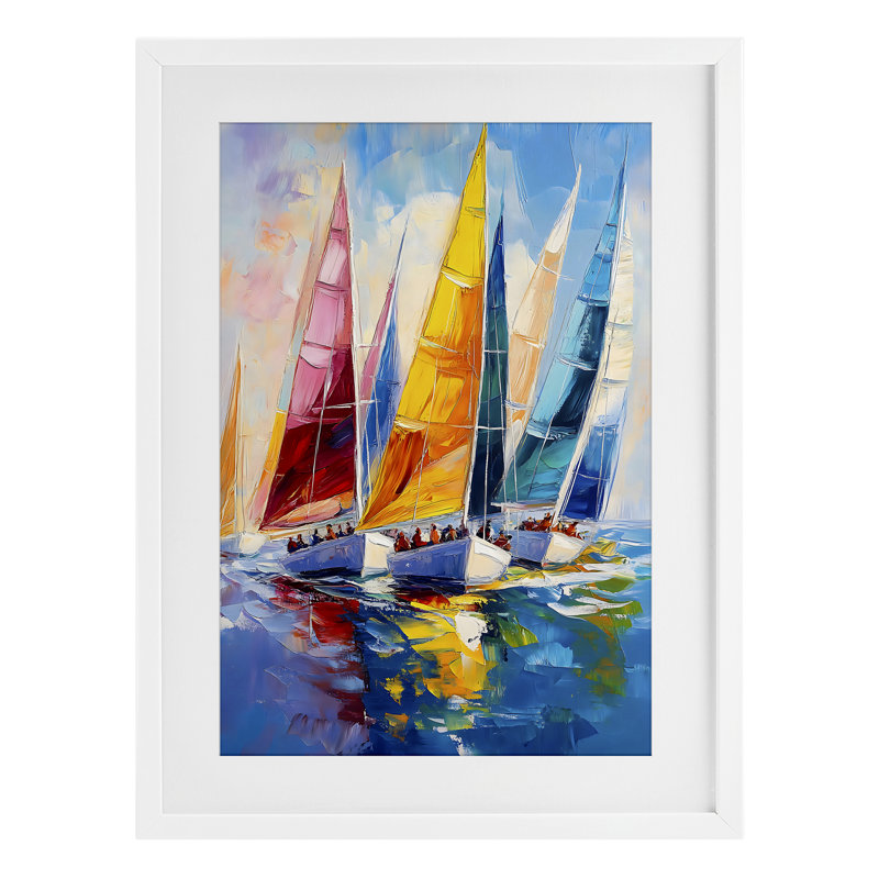 «Colorful Sails Regatta», reproduction encadrée sous verre, design par LSR Design Studio, H 20 po x l 14 po