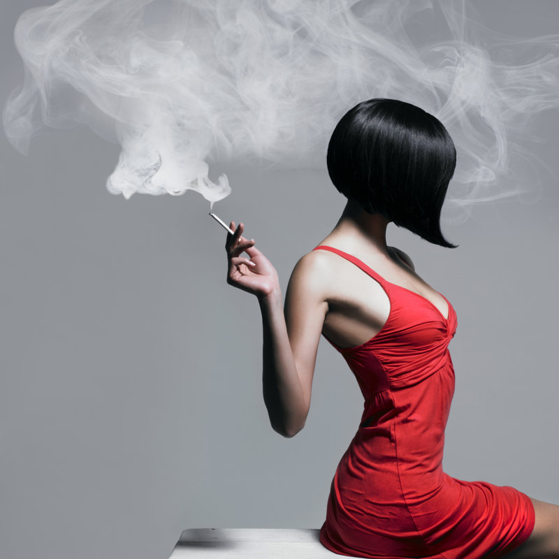 Lady With Cigarette - Wrapped Canvas Print, 76cm H x 76cm W x 3.8cm D