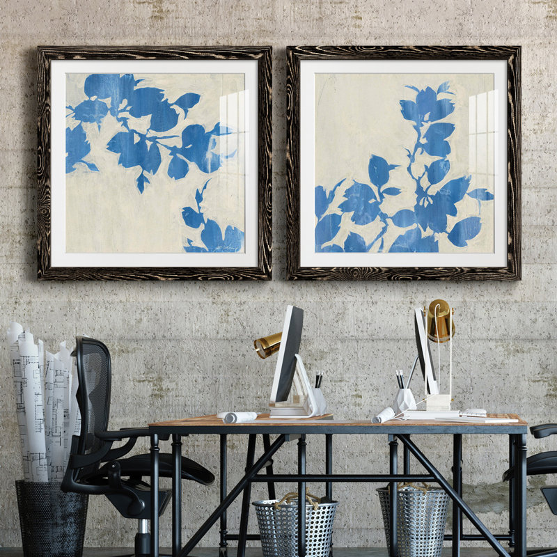 Falling Leaves III - ensemble de 2 reproductions d'art sur papier encadré, H 31,5 po x l 63 po x P 1,5 po, Cadre noir