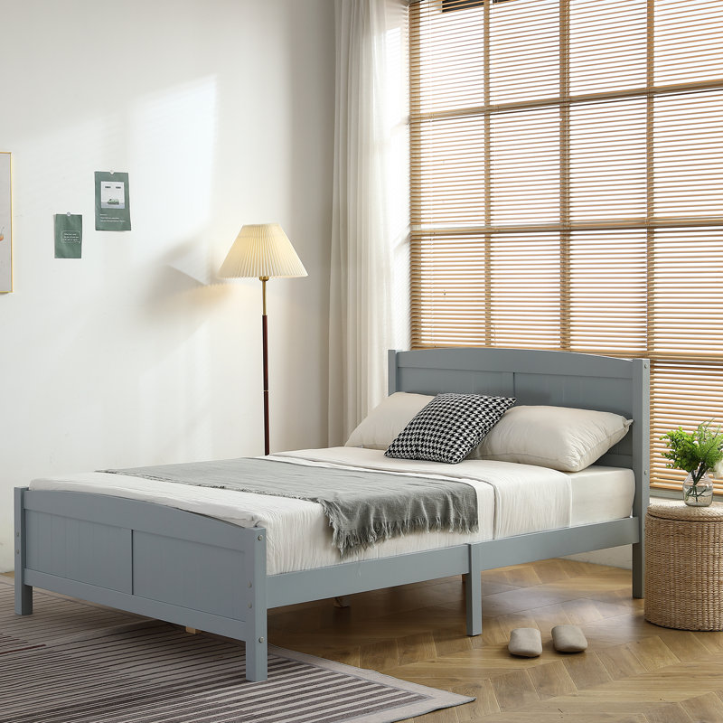 Heffron Solid Wood Bed, Full, Gray