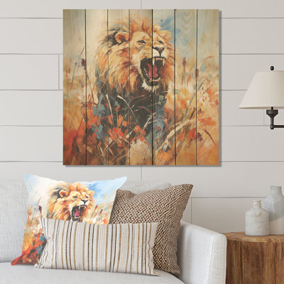 Lion Wild Portrait Serenade III - lion animal sur bois