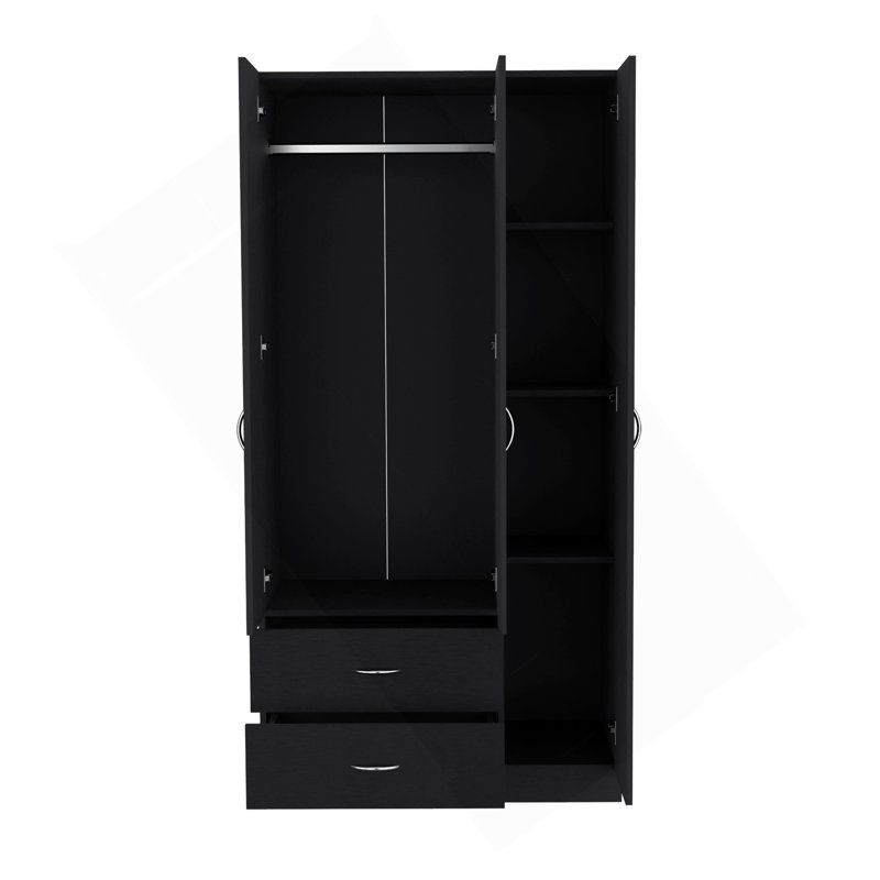 Armoire 3 portes Bosko, Noir