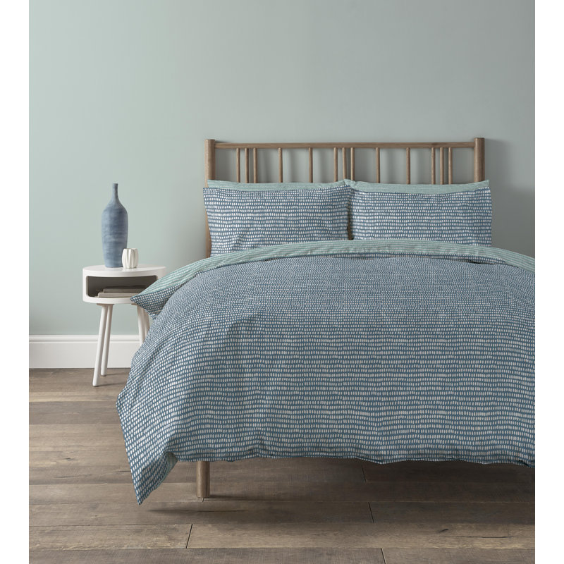 Moseley Teal 132 TC Reversible Duvet Cover Set with Pillowcases Quilt Cover Soft and Breathable Duvet Cover with Pillowcases Poly Cotton Quilt Cover Soft and Breathable Duvet