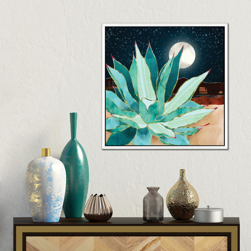 Desert Agave 1 Piece Wall Art on Canvas, 45.72 cm H x 45.72 cm W, White Framed
