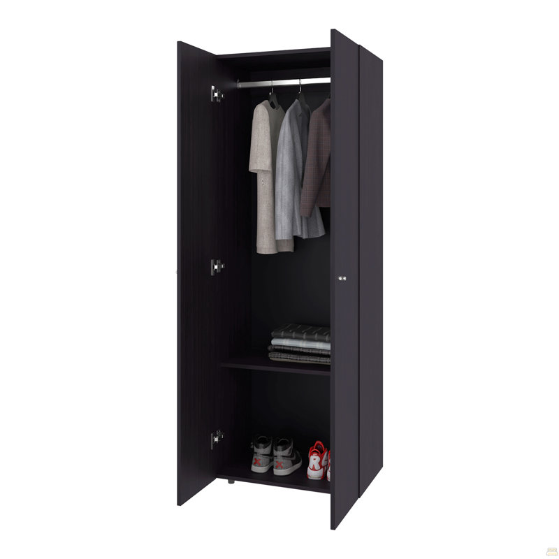 H 66,9 po, 2 portes, 2 tablettes, Noir