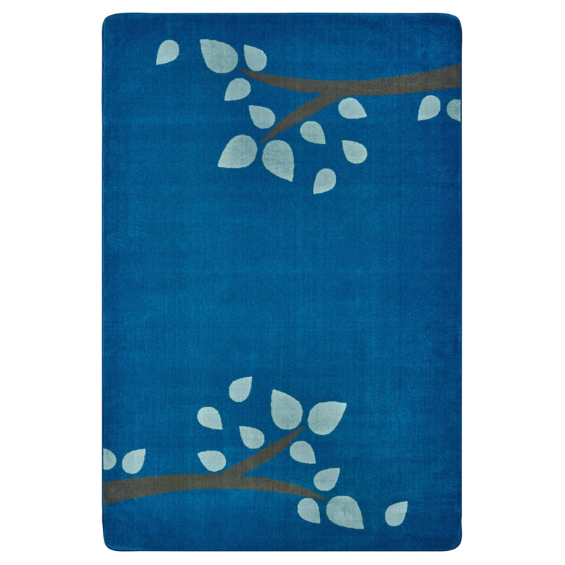 Tapis bleu touffeté Branching Out Premium Collection, Rectangle 4pi x 6 pi