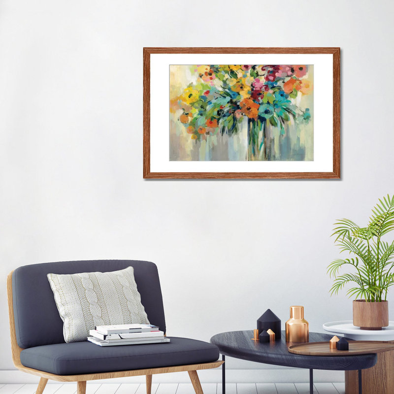 Nuage de fleurs par Silvia Vassileva - impression, Pas de tapis, Papier avec cadre flottant Classic
