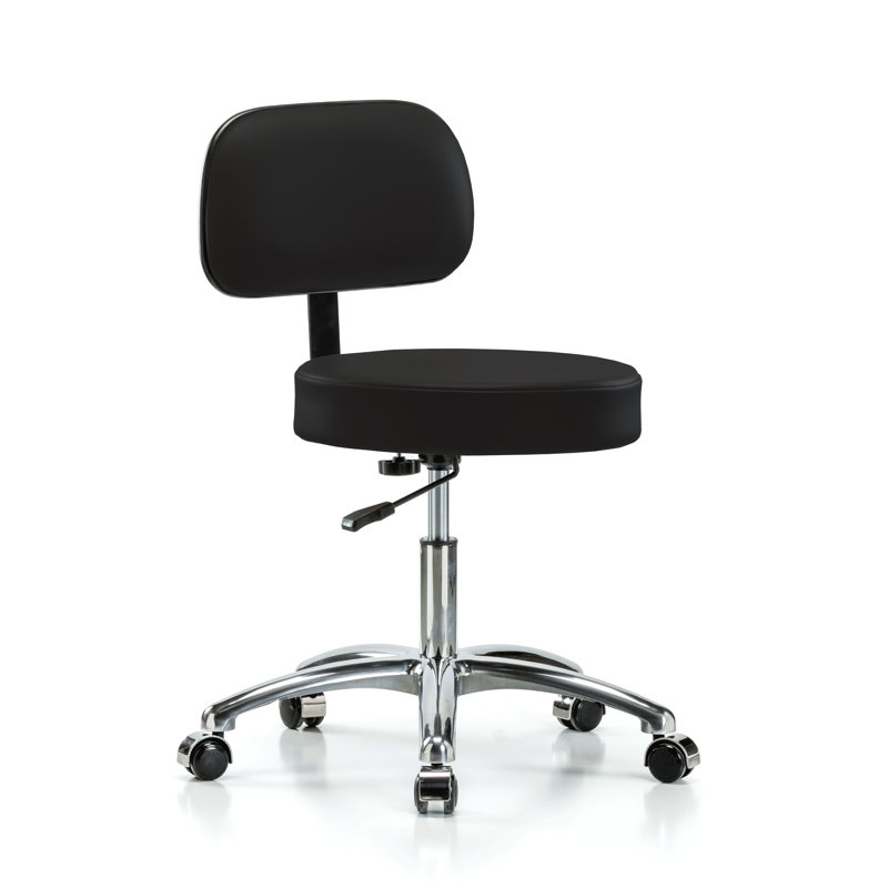 Tabouret de base avec dossier PERCH Chrome | Hauteur du bureau: 18,5 à 24 po ou hauteur du banc moyen: 21 à 28,5 po