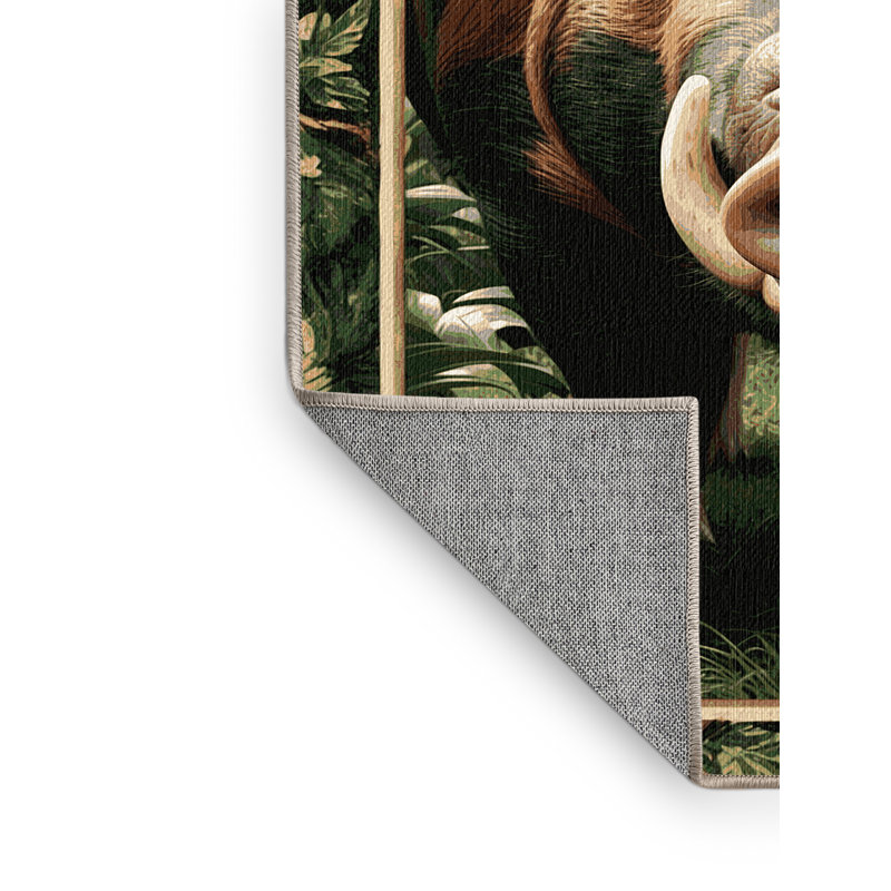 Washable Giant Forest Hog Wildlife Area Rug, Runner 2' x 4'