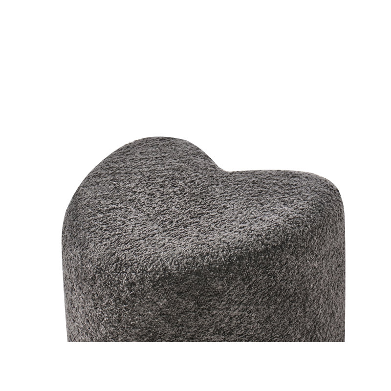40cm Wide Heart Solid Colour Pouffe Ottoman, Grey