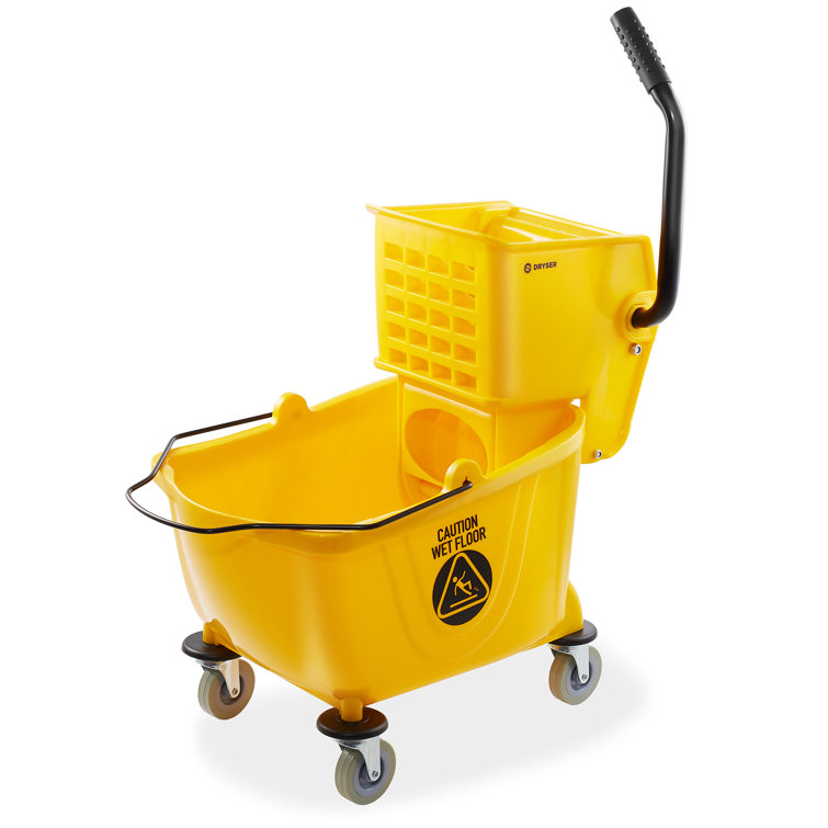 Dryser Commercial Janitorial Housekeeping Cart and 26 Qt. Mop Bucket Wringer, Yellow
