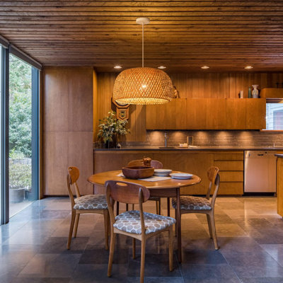 Luminaire suspendu en bambou tissé à la main - Lustre en rotin naturel pour îlot de cuisine, salle à manger et plafond de chambre à coucher - Luminaire suspendu réglable certifié UL avec douille E26