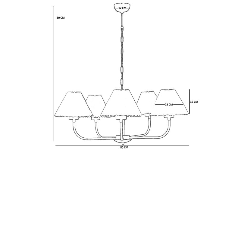 Lustre, 5 lumières, Crème / doré, H 31,44 po x l 9,04 po x P 9,04 po