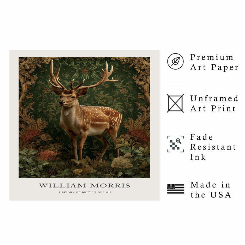Animaux, reproduction d'art sans cadre William Morris Deer