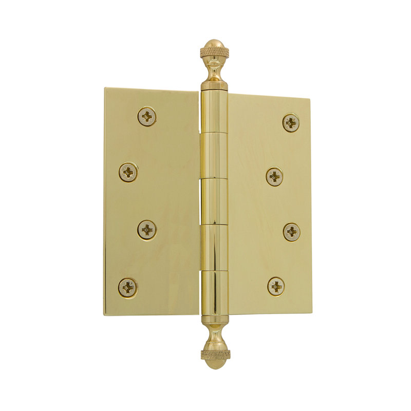 4'' x 4'' Brass Butt Bearing Hinge, Polished Brass