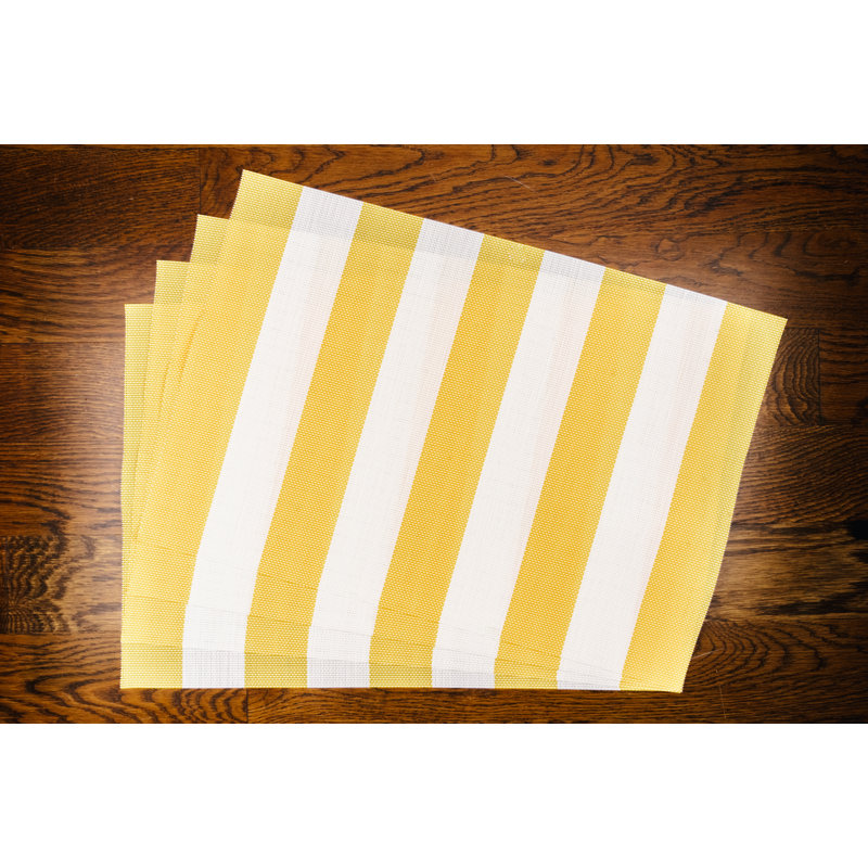 Cabana Polyester Striped Rectangle Placemat, Yellow