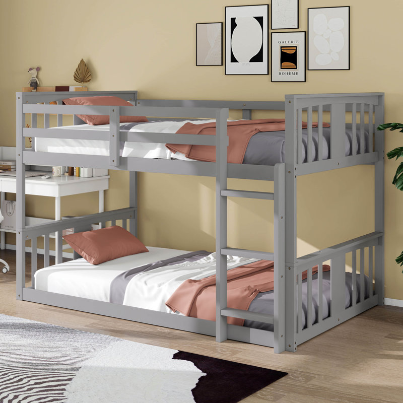 Lit simple superposé simple avec échelle, lit superposé en bois massif avec garde-corps de sécurité, mobilier de chambre peu encombrant
