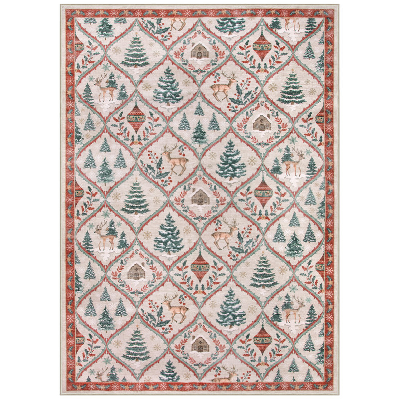  Christmas Elements Moroccan Full Area Rugs, Rectangle 5' x 7'