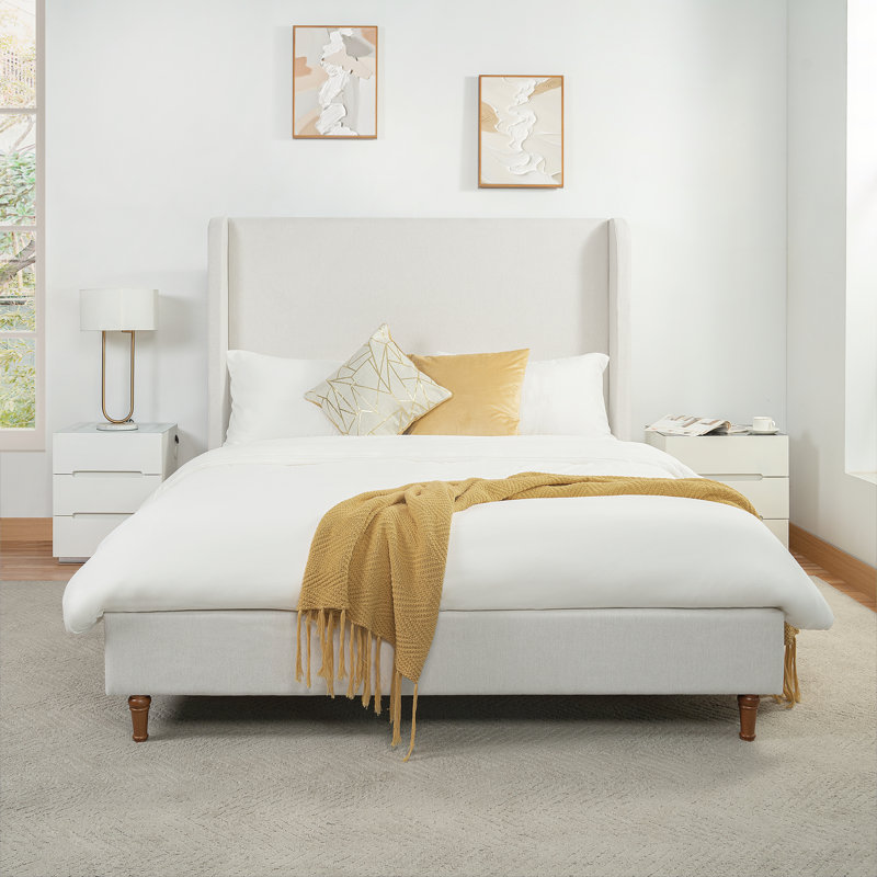 Bed Frame with High Headboard, Queen