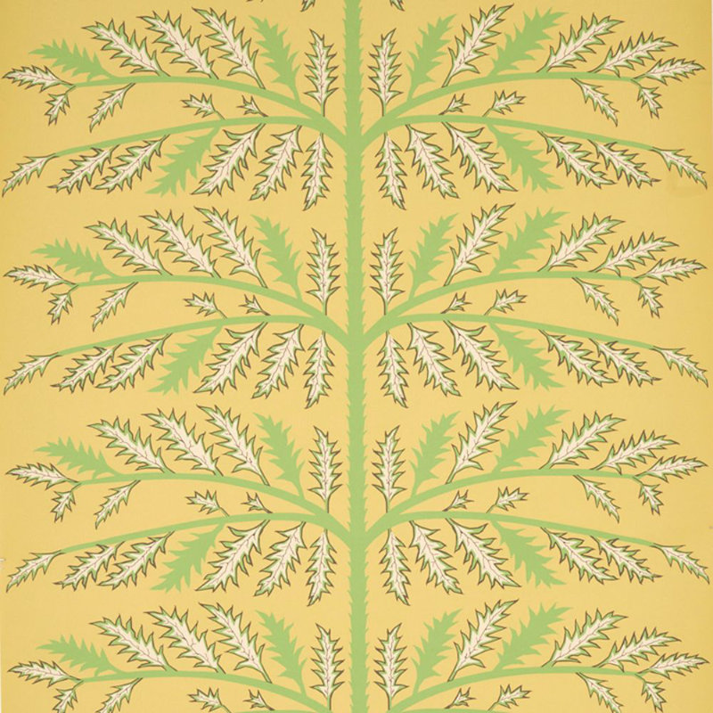 Papier peint Schumacher x Neisha Crosland Thistle, Moutarde
