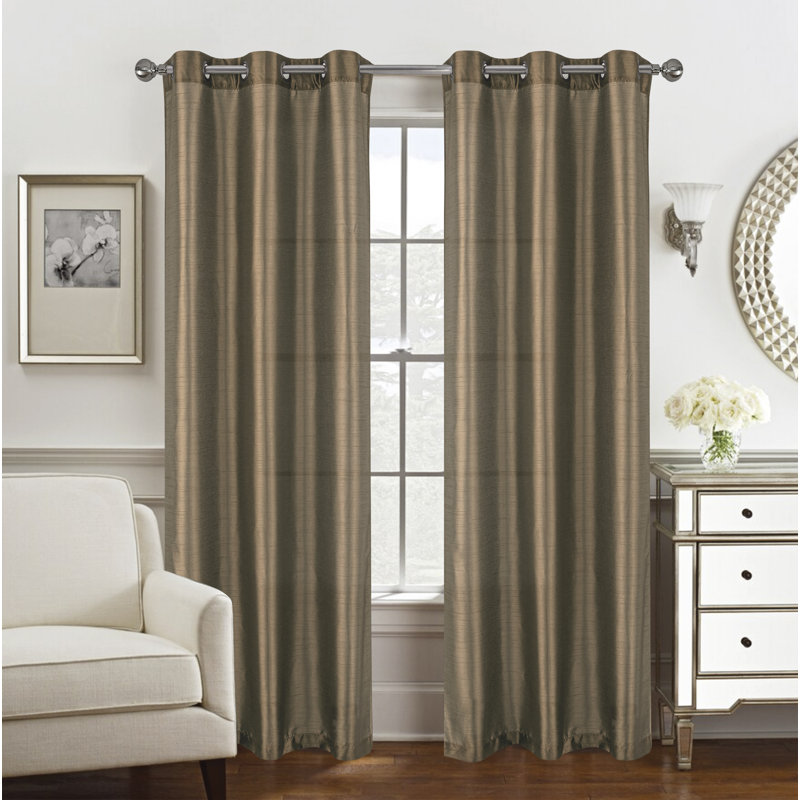 Paire de rideaux en fausse soie Manvik, Taupe