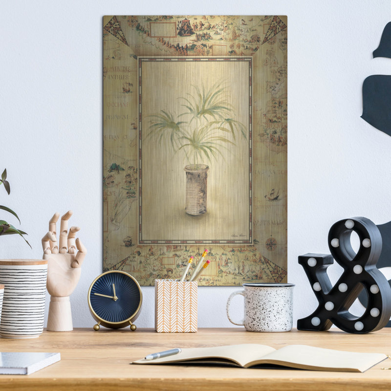 «Antique Map Palm 2» par Cheri Blum, art mural en métal, H 16 po x l 12 po
