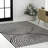 Sofia MidCentury Modern Arch Stripe Two-Tone High-Low Black/White Rug-1992632263