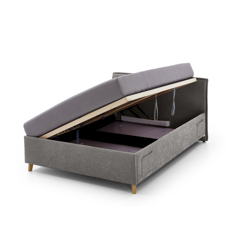 Chickerell Upholstered Standard Bed, 120 x 200cm, Grey/Brown/Blue