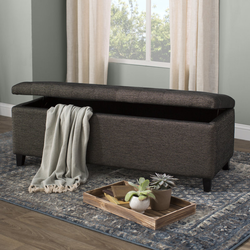 Banc de rangement à plateau capitonné Maniscalco, Gris anthracite
