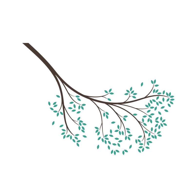 Décalcomanie murale branche atteindre, Brun foncé/turquoise