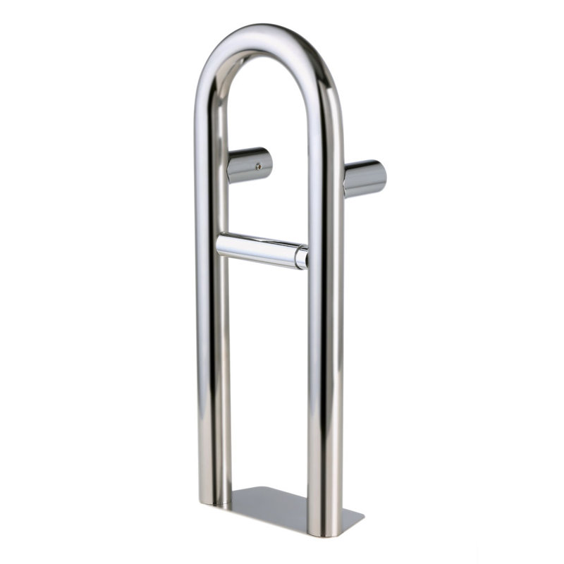 Satin Stainless Steel Grab Bar Toilet Paper Holder with Shelf