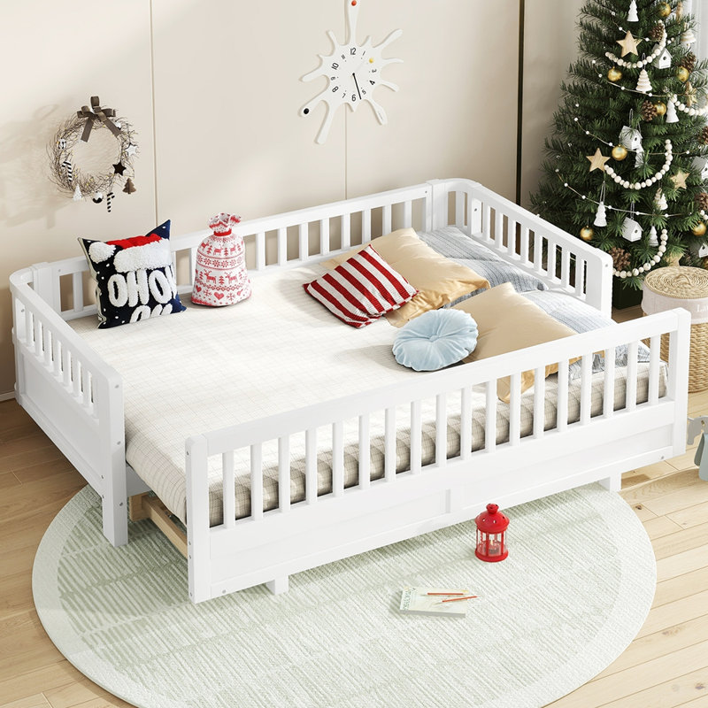Le lit plateforme simple TG peut être converti en grand lit plateforme, Blanc, Simple très long