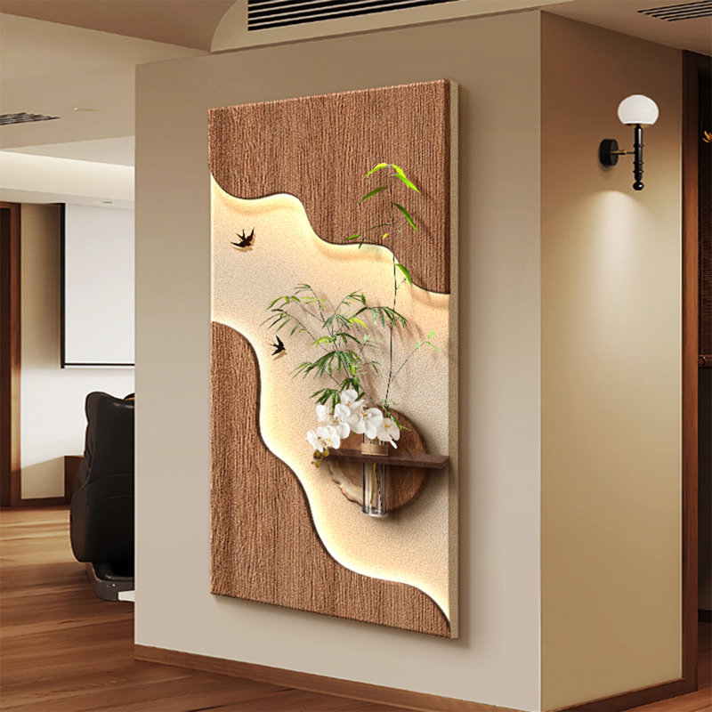 Art mural brun en grès, H 55,12 po x l 27,56 po
