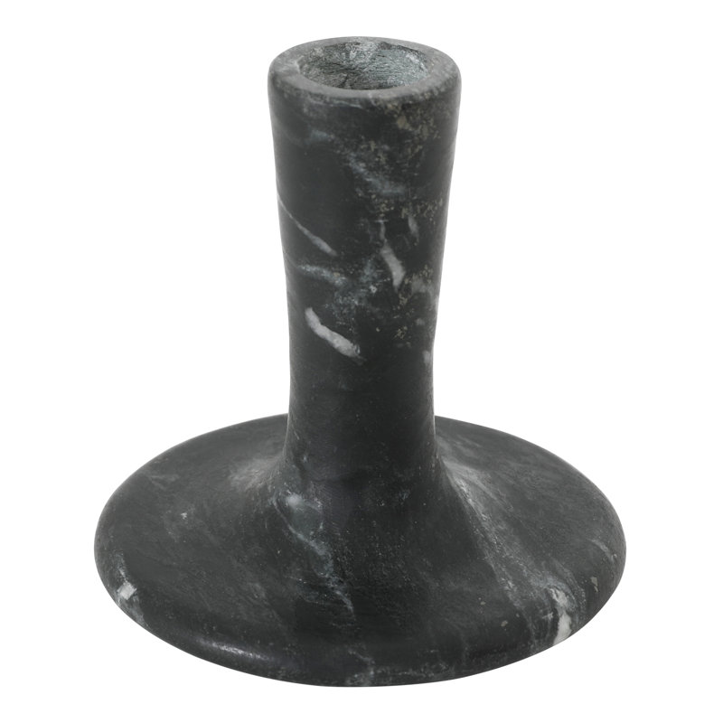 Bougeoir de table en marbre, H 4 po x l 4 po x P 4 po, Marbre noir veiné