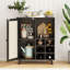 Armoire à vin de 34 po avec porte et 6, buffet pour la maison, 14,84 po de profondeur, poids idéal de 55,14 lb, largeur de 27,95 po