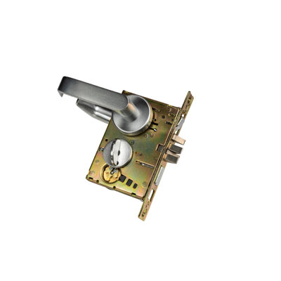 DXML Series Brushed Chrome Grade 1 Entry Mortise Lock Door Handle with Sectional Left-Handed Lever