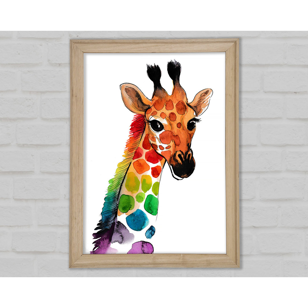 Gerahmtes Bild Rainbow Giraffe