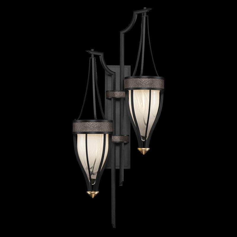 Mirage 2 - Light Armed Sconce, Pebble, Standard Black Iron/Brass