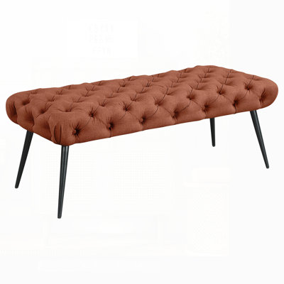 Upholstered Tufted Bench With Plush Velvet And Slender Metal Legs For Modern Interiors, Perfect For Style And Comfort