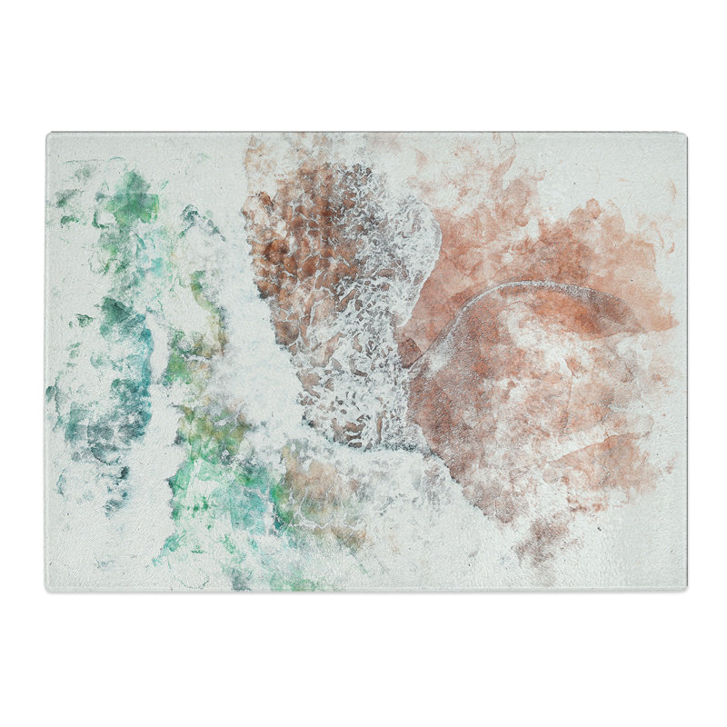Tempered Glass Waves upon the Beach in Spain Watercolour Chopping Board, 20 cm x 28.5 cm