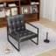Chaise d'appoint avec repose-pieds, fauteuil d'appoint rembourré en tissu de style moderne, canapé en tissu de lin avec repose-pieds