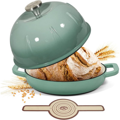 Davivy 5QT Cast Iron Dutch Oven with Lid & Silicone Sling Green