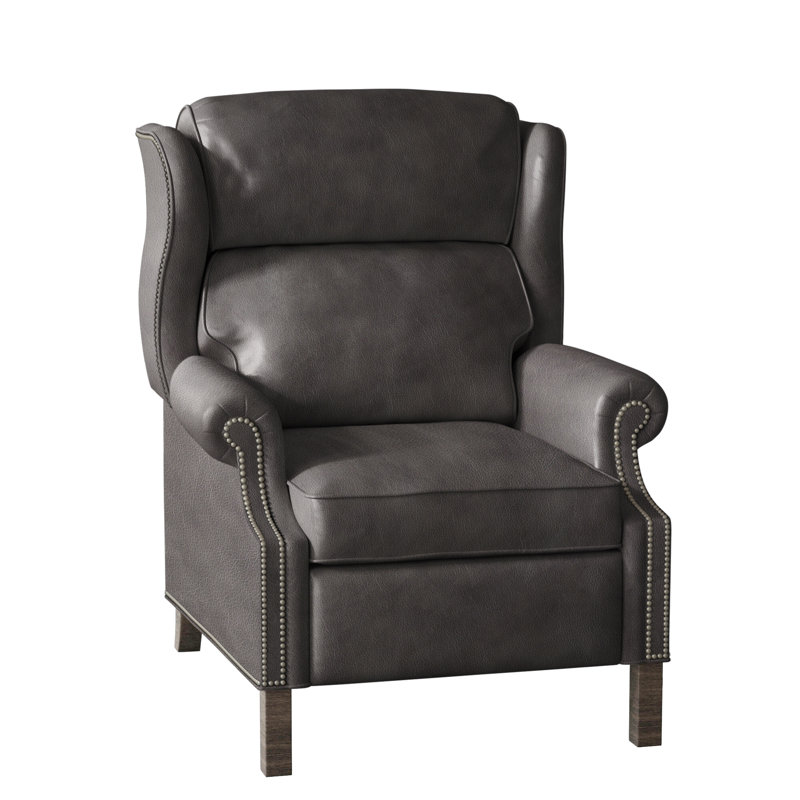 Fauteuil inclinable présidentiel, Étain, Pavées, Cuir véritable gris clair Aline