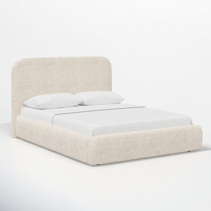 Upholstered Bed, Plush Ivory Boucle, King